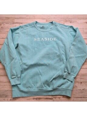The Seaside Whatever Boat You Float Sweatshirt M Turquoise Beach Boat Pullover